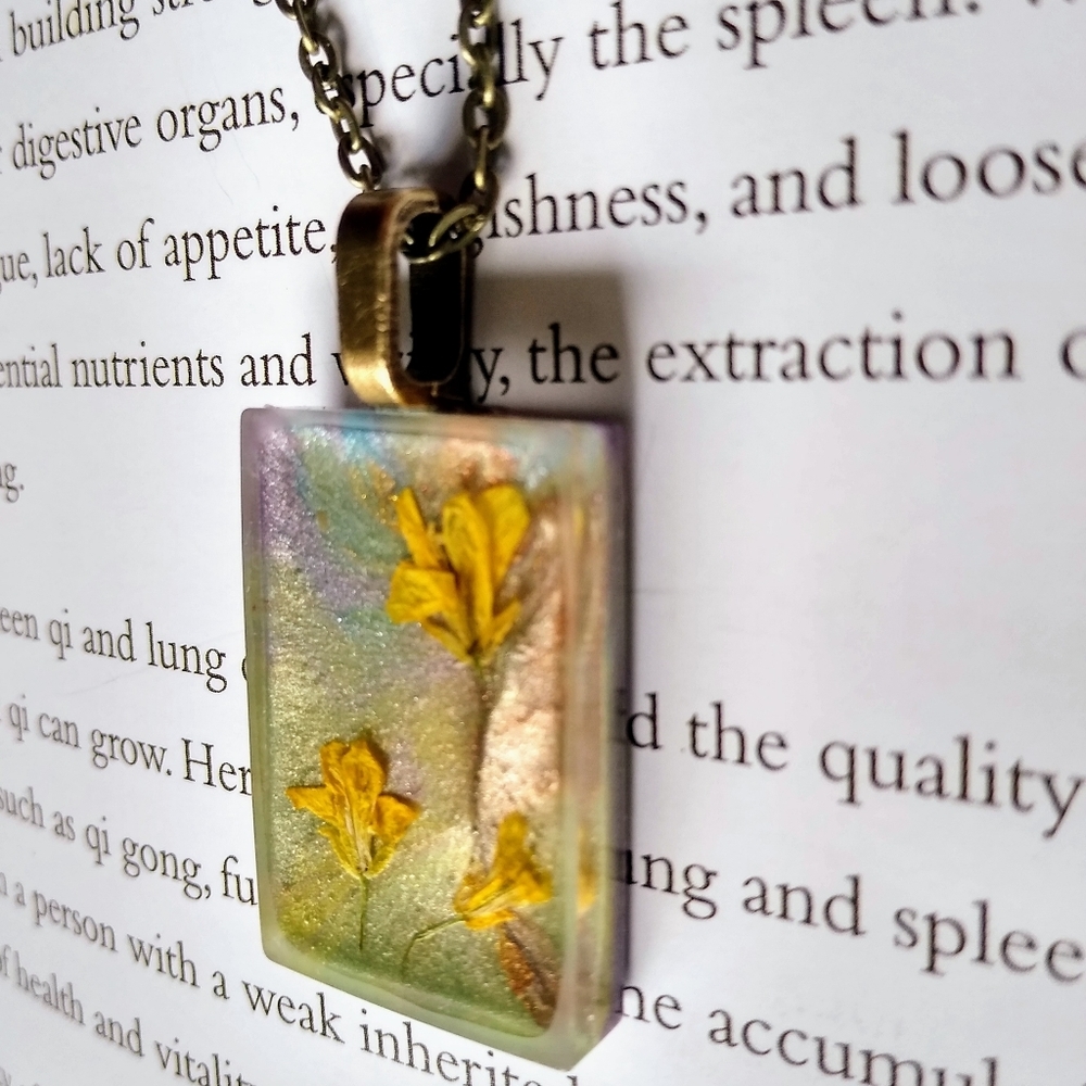 One of a kind handmade pressed wildflower necklace